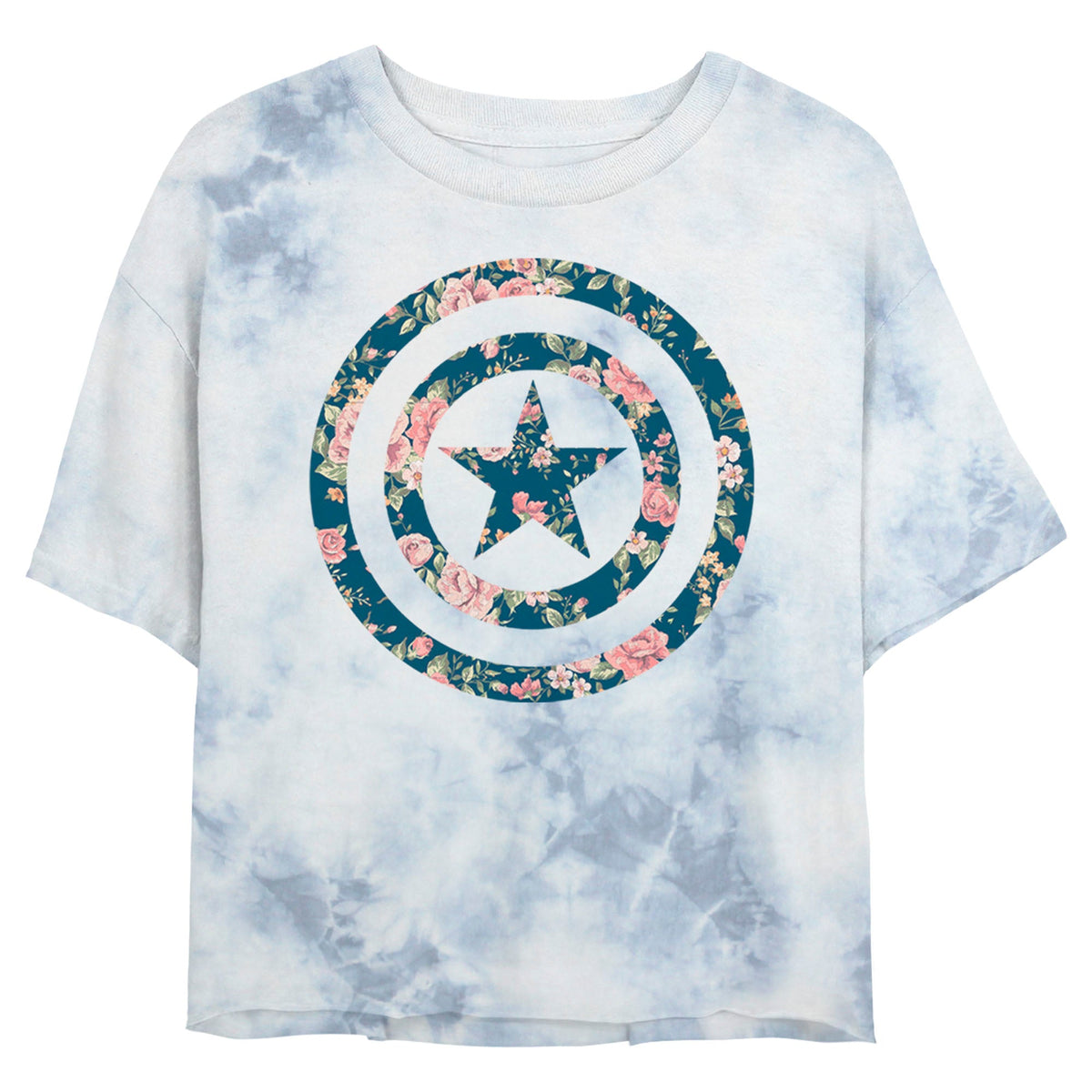 Junior's Marvel Captain Floral Bombard Tie-Dye T-Shirt product image 1